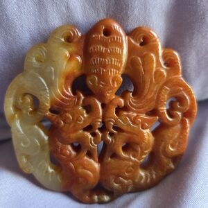Carved Orange and Cream Pendant